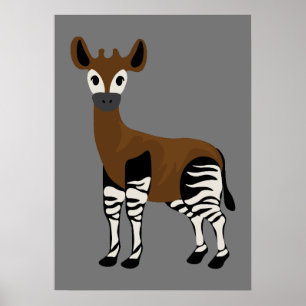 Okapi Tecknad, Majestic Okapi Animal, Okapi Älskar Poster