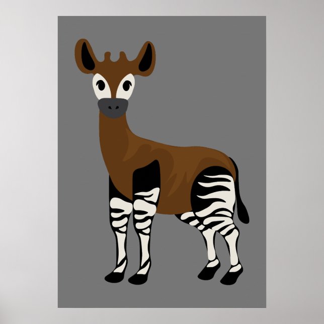 Okapi Tecknad, Majestic Okapi Animal, Okapi Älskar Poster (Framsidan)