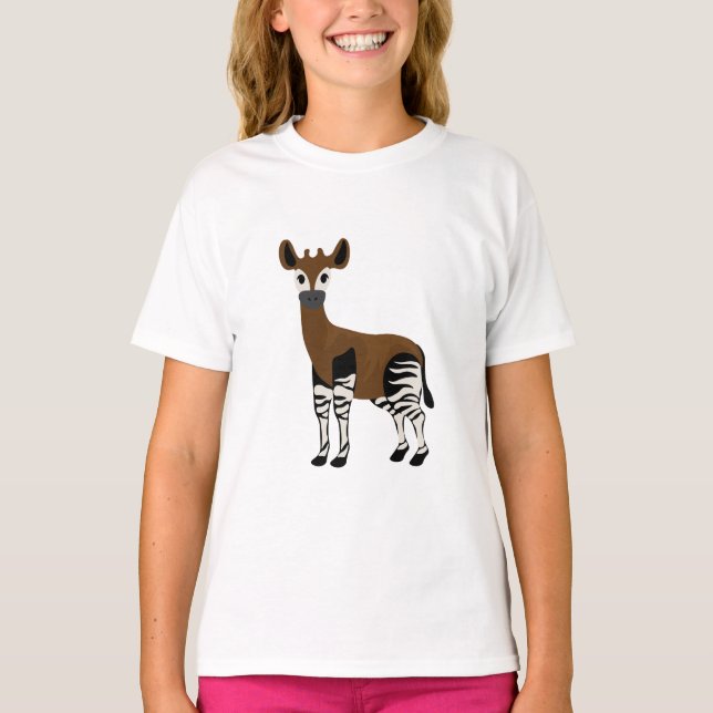 Okapi Tecknad, Majestic Okapi Animal, Okapi Älskar T Shirt (Framsida)