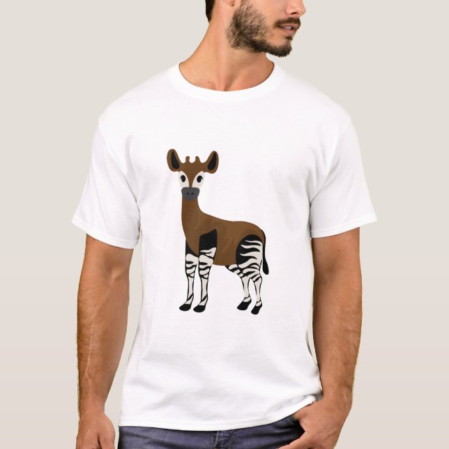 Okapi Tecknad, Majestic Okapi Animal, Okapi Älskar T Shirt (Framsida)