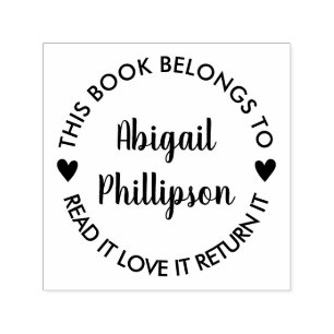 Ökar Tillhören i Bok till Namn i skript Självfärgande Stämpel