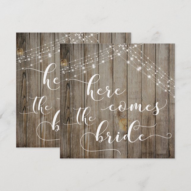 Ökat trä och Ljus kommer hit med Bridkortet Inbjudningar (Fram/baksida)