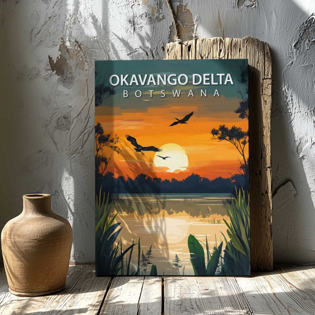 Okavango Delta Botswana Canvastryck Afrikansk Kons (Okavango Delta Botswana Canvas Print African Art by TinkPrints.)