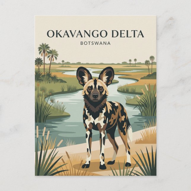 Okavango-deltat Botswana Vykort (Framsida)