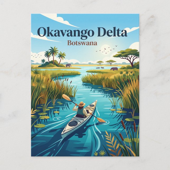 Okavango-deltat Botswana Vykort (Framsida)