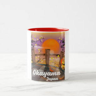 Okayama japansk blomsteraffisch. Två-Tonad mugg