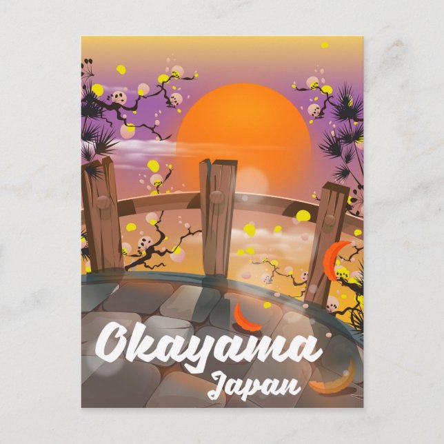 Okayama japansk blomsteraffisch. vykort (Framsida)