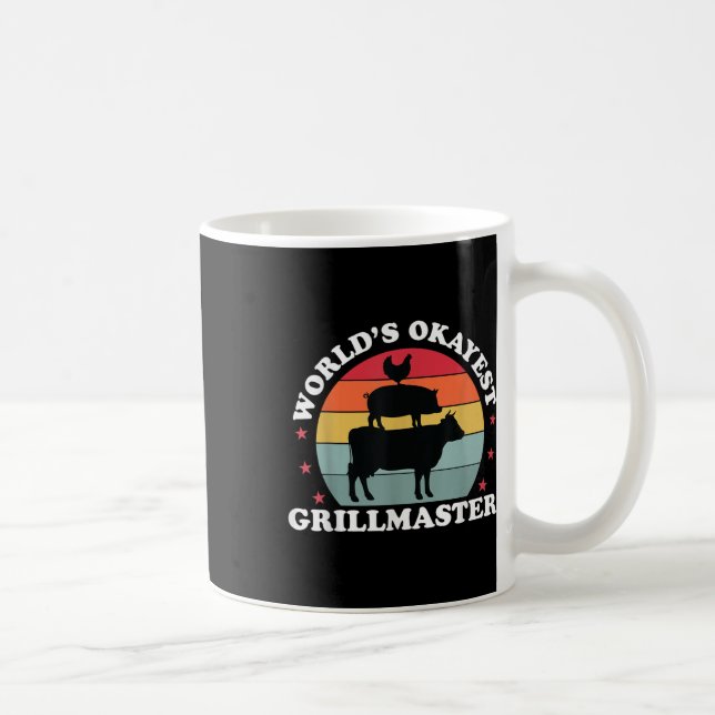 Okayest Grillmaster Funny Bbq Grilling Kött Smoker Kaffemugg (Höger)