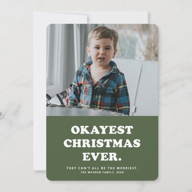Okayest-helgdag - lustig grönt julkort (Framsida)