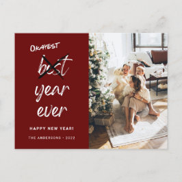 Okayest Year nånsin Foto Family New Year Maroon Vykort