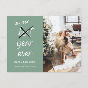 Okayest Year nånsin Photo Family New Year Sage Grö Vykort