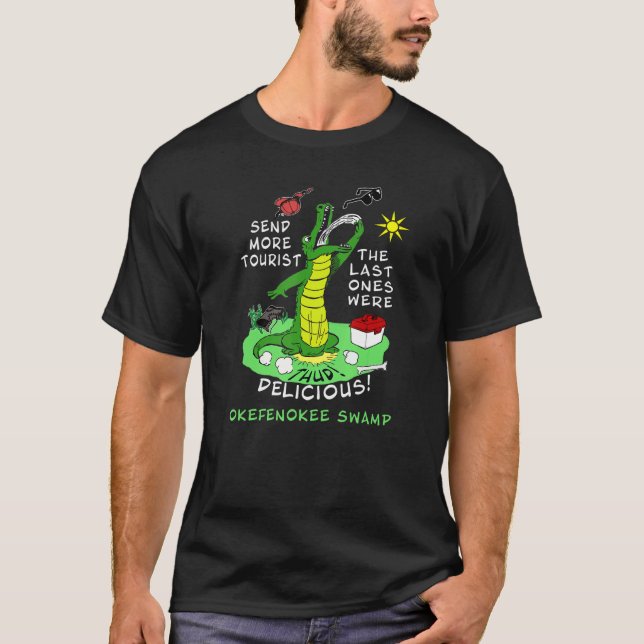 Okefenokee Swamp Alligator skickar mer turistsouv T Shirt (Framsida)