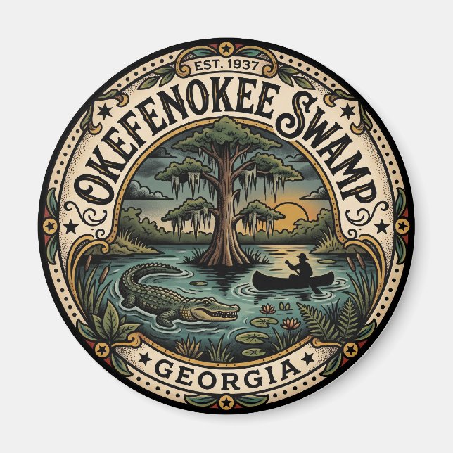 Okefenokee träsk USA Magnet (Framsidan)