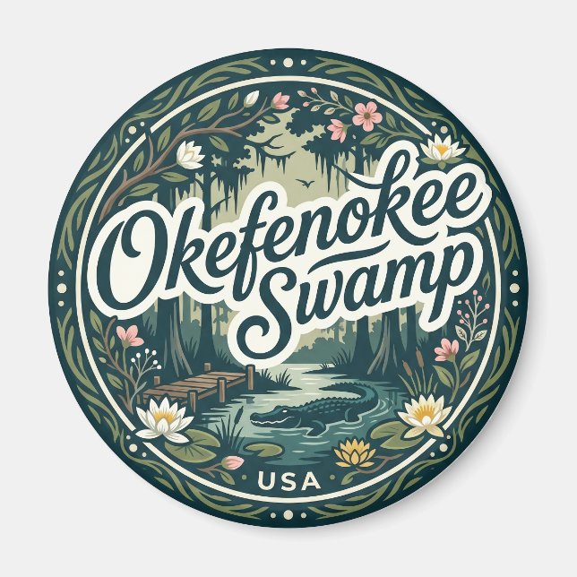 Okefenokee träsk USA Magnet (Framsidan)