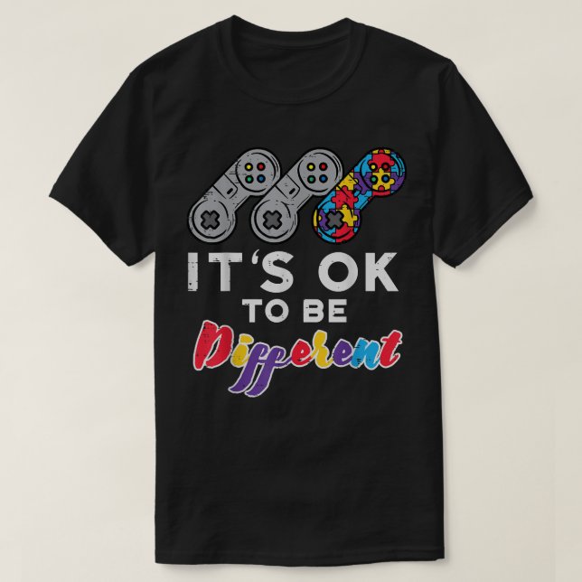 Okej att vara en annan spelkars - autism Awareness T Shirt (Design framsida)