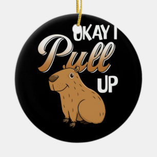 Okej, jag drar upp Capybara Hydrochoerus hydrochae Julgransprydnad Keramik