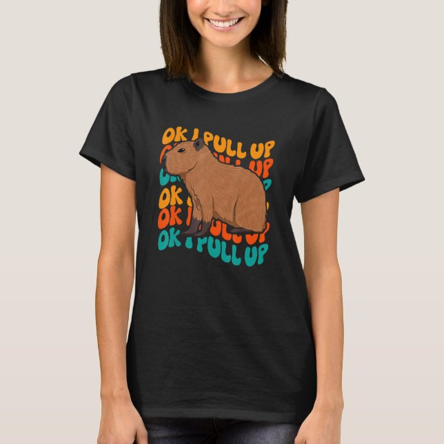 Okej, jag tar upp Capybara Meme Retro Groovy Hippi T Shirt (Framsida)