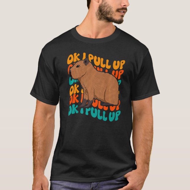 Okej, jag tar upp Capybara Meme Retro Groovy Hippi T Shirt (Framsida)