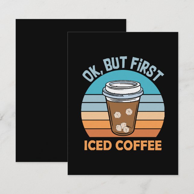 okej men först iskaffe anteckningskort (Fram/baksida)