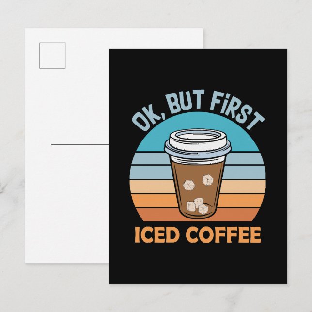 okej men först iskaffe inbjudan vykort (Fram/baksida)