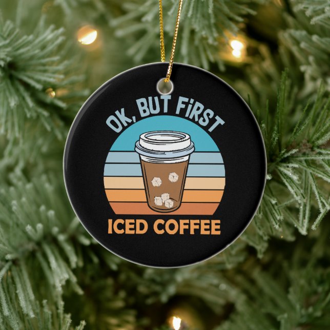 okej men först iskaffe julgransprydnad keramik (Träd)