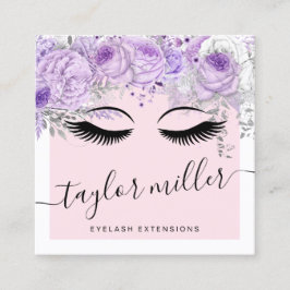 Okelash-tillägg för modern söt lila blommigt  fyrkantigt visitkort