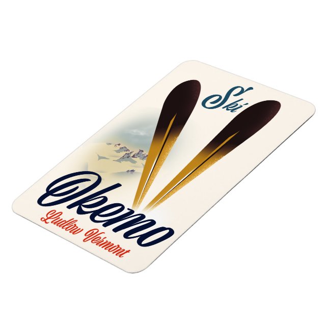 Okemo Ludlow Vermont ski poster Magnet (Vänstra Sidan)