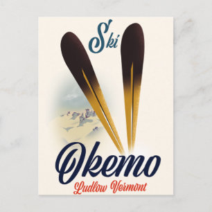 Okemo Ludlow Vermont ski poster Vykort