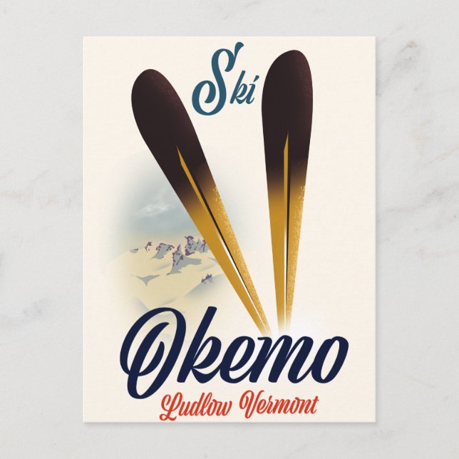 Okemo Ludlow Vermont ski poster Vykort (Framsida)