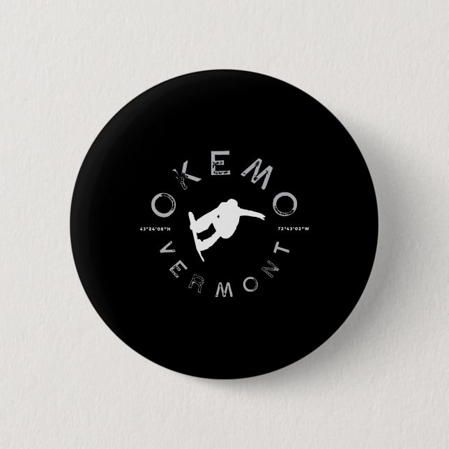 Okemo Mountain Vermont Graphic Vintage Snowboard T Knapp (Framsida)