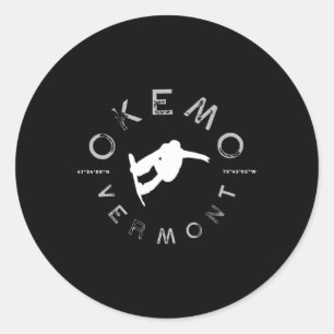 Okemo Mountain Vermont Graphic Vintage Snowboard T Runt Klistermärke