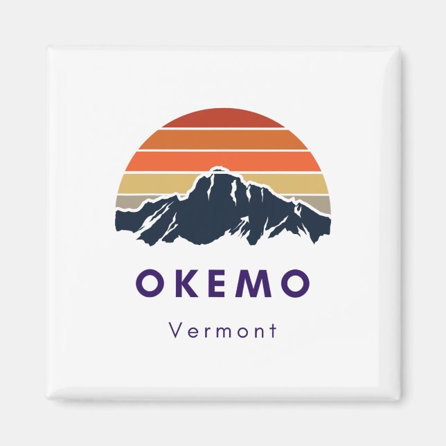 Okemo Vermont Skiing Snowboarding Hikers ger för Magnet (Framsidan)