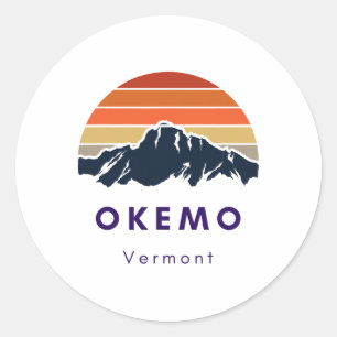 Okemo Vermont Skiing Snowboarding Hikers ger för Runt Klistermärke