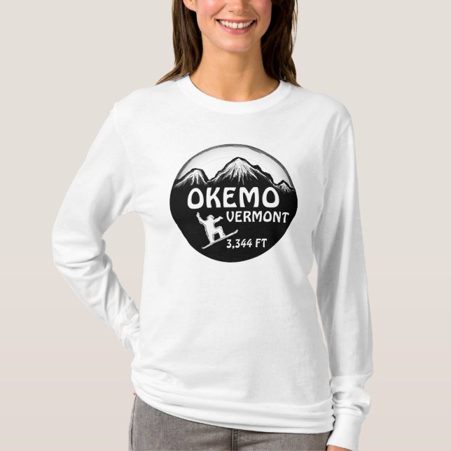 Okemo Vermont snowboarder art dam hoodie Tee Shirt (Framsida)