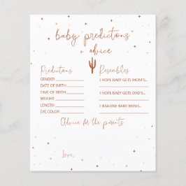 Öken Baby Shower Bebis Förutsägelser + Rådkort