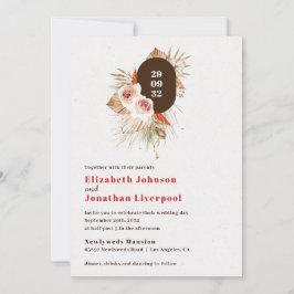 Öken boho blomster jordtoner terrakotta bröllop inbjudningar