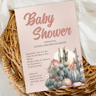 Öken Boho Chic Kaktus Terrakotta Baby Shower Inbjudningar