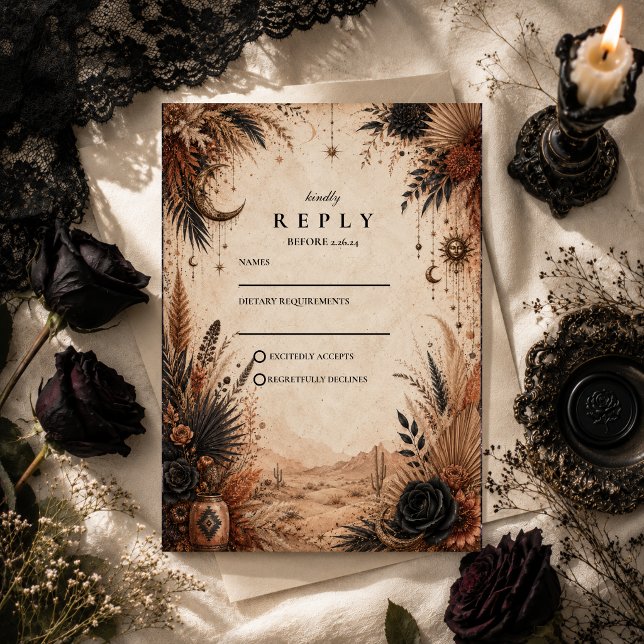 Öken Boho Goth Bröllop OSA Kort (Skapare uppladdad)