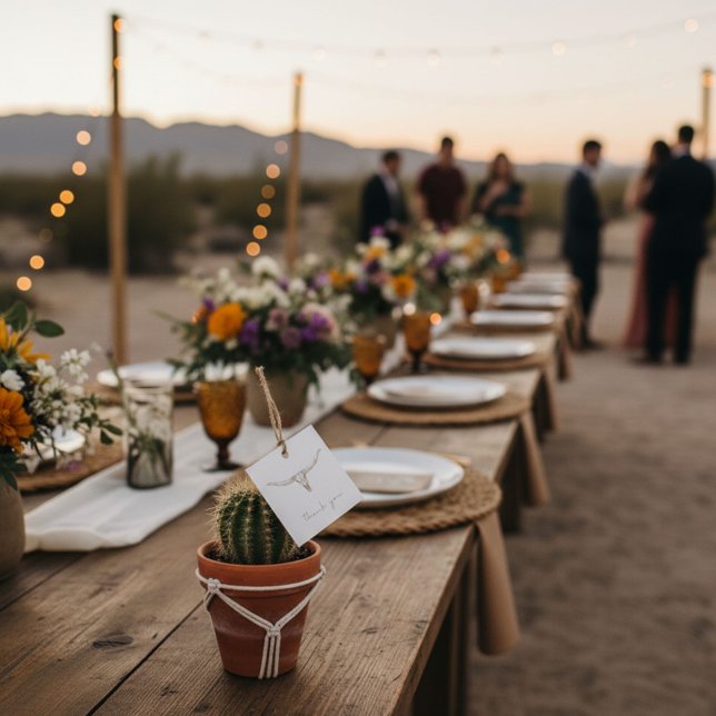 Öken Boho Ko Skalle Bröllop Tack  Gåvor Etiketter (Desert Boho Cow Skull Wedding Thank You Favor Tags)