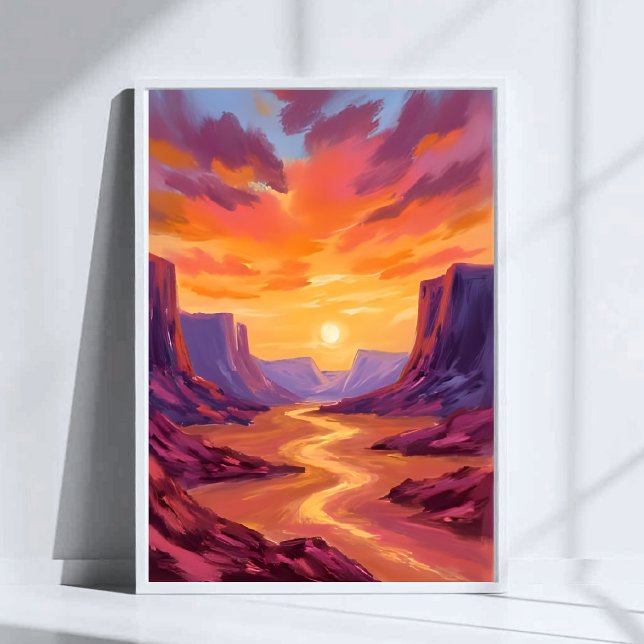 Öken Canyon Solnedgång | Gul Målning Poster (Skapare uppladdad)
