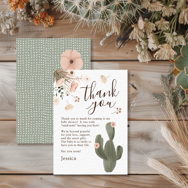 Öken Chic Baby Shower Tack Kort (Elegant desert chic thank you cards )