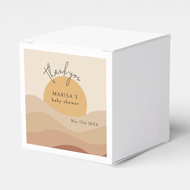 Öken Chic Boho Jordnära Bebisens välkomstfest Presentaskar (Framsidan Sidan)