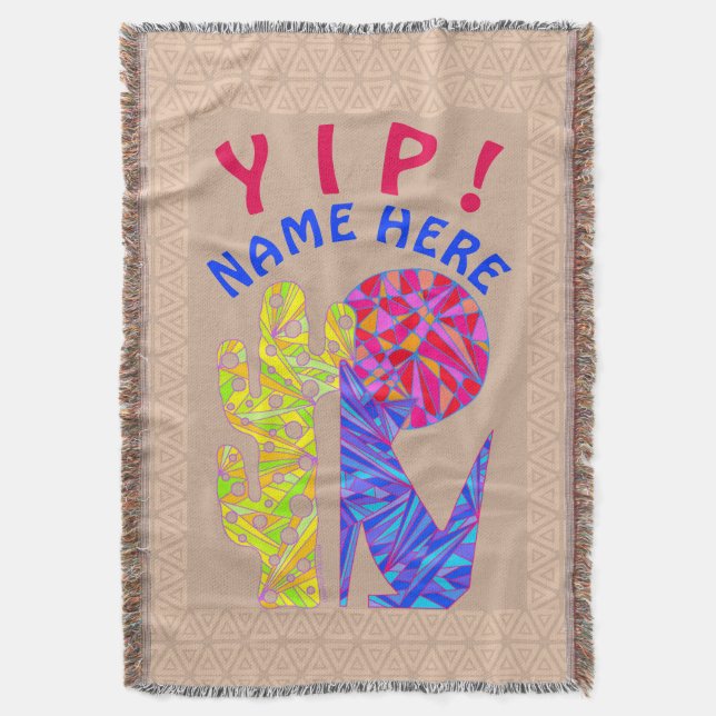 Öken för design för prärievargvarg en färgrik mysfilt (Framsidan Vertikal)