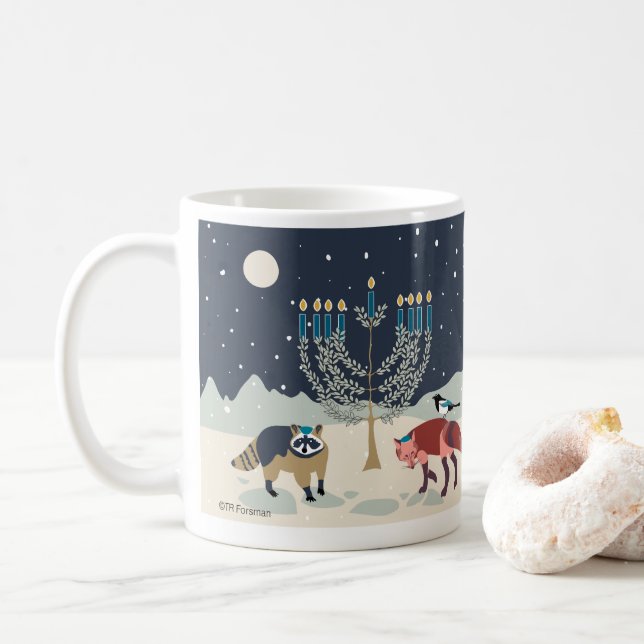 Öken för Hanukkah djurmenora Kaffemugg (Med munk)
