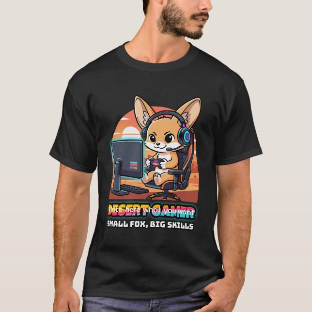 Öken Gamer Fennec Fox - Gaming Streamer T Shirt (Framsida)