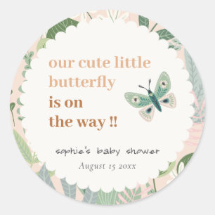 Öken Retro Butterfly Garden Baby Shower Runt Klistermärke
