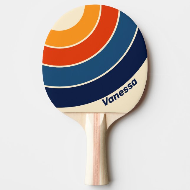 Öken Retro Regnbåge Cirkel Rand med Namn Pingisracket (Framsidan)