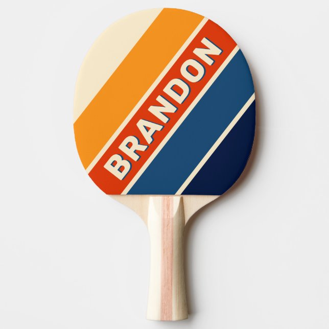 Öken Retro Regnbåge Fet Randig med Namn Pingisracket (Framsidan)