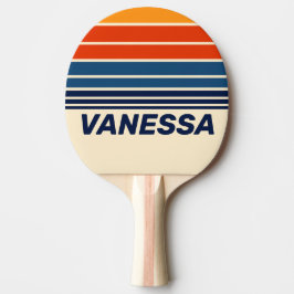 Öken Retro Regnbåge Horisont Randig med Namn Pingisracket
