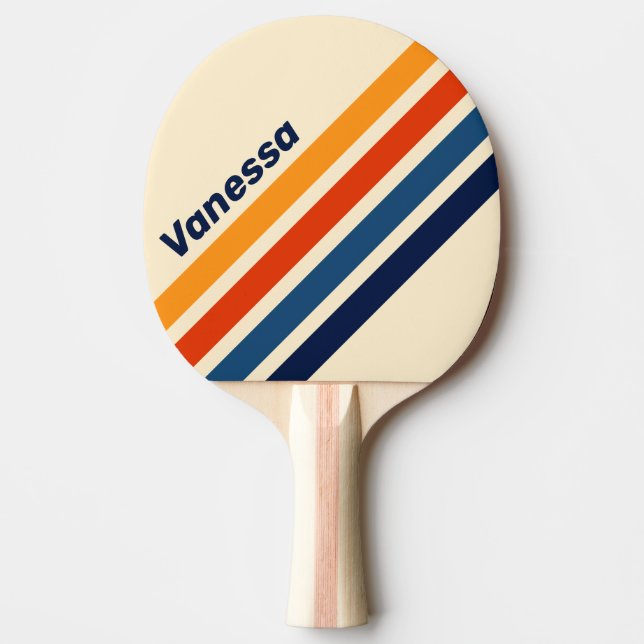 Öken Retro Regnbåge Snedrandig med namn Pingisracket (Framsidan)